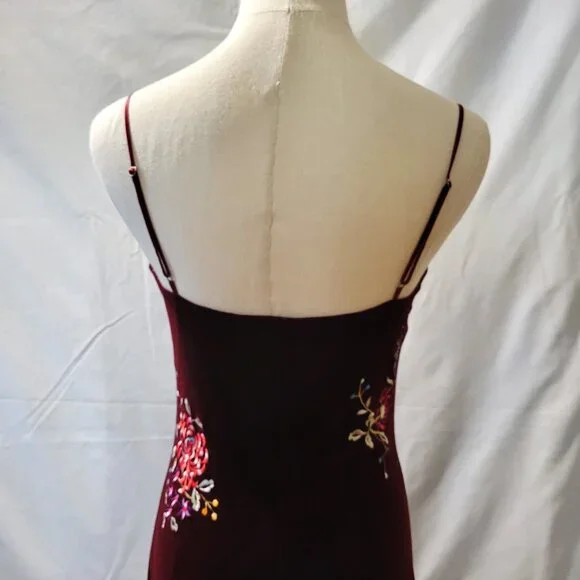 Rare 1990's Vintage Betsey Johnson Embroidered Velvet Evening Dress - Size 6 - Picture 9 of 11